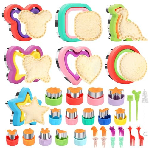 Sandwich Cutter and Sealer, 34 Pcs Sandwich Cutters for Kids Lunch, Uncrustable Sandwich Cutter for Kids Bento, Cookie Cutters for Bento Box | Amazon (US)