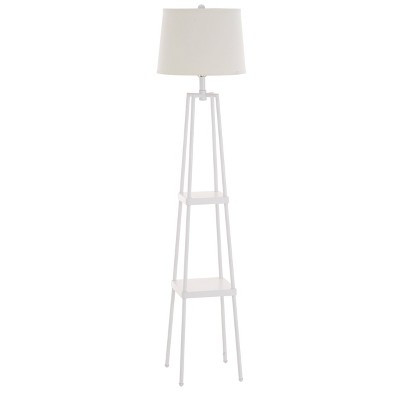 58" Etagere Floor Lamp with Linen Shade, Storage Shelves - Cresswell Lighting | Target