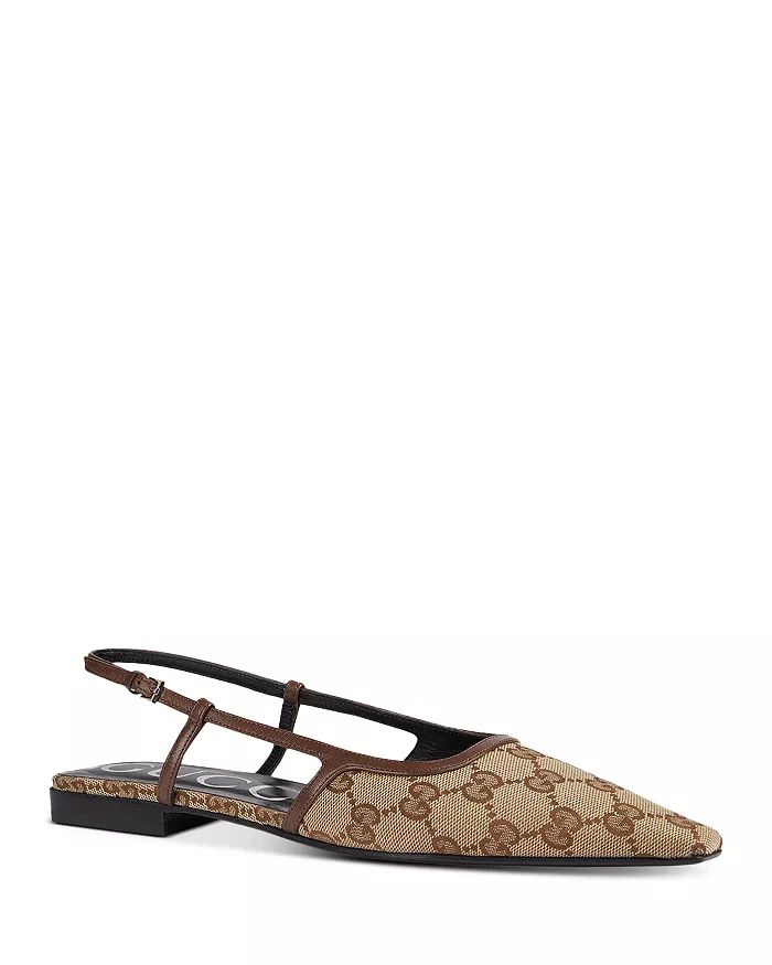 Women's GG Canvas Slingback Flats | Bloomingdale's (US)