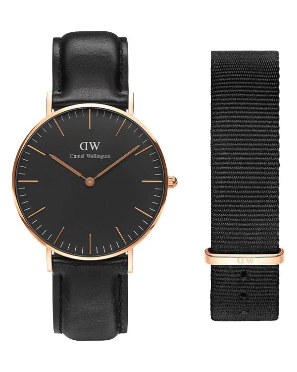 Daniel Wellington Gift Set, Classic Sheffield 36mm Rose Gold Watch with Cornwall NATO Strap | Amazon (US)