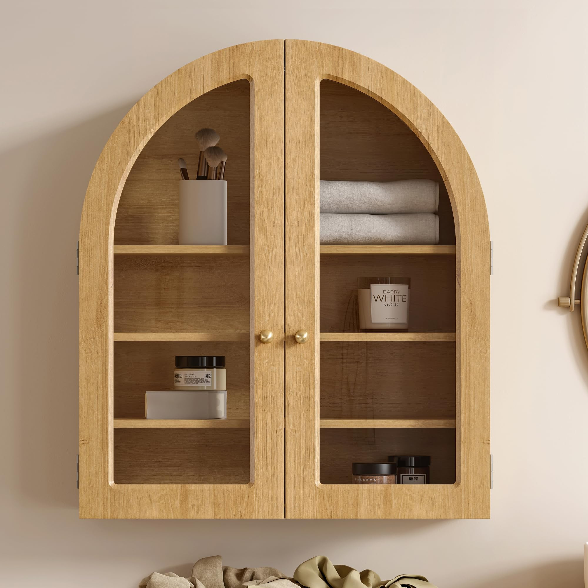 EYYTHUNG Modern Arched Wall Cabinet, Large Bathroom Medicine Wall Mounted Cupboard, Farmhouse Flo... | Amazon (US)