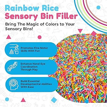Rainbow Rice Sensory Bin Filler for Sensory Table - Colored Rice for Sensory Play (4 Cups - 2LB) | Amazon (US)