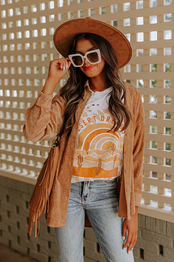 Desert Dreams Oversized Distressed Tee In White | Impressions Online Boutique
