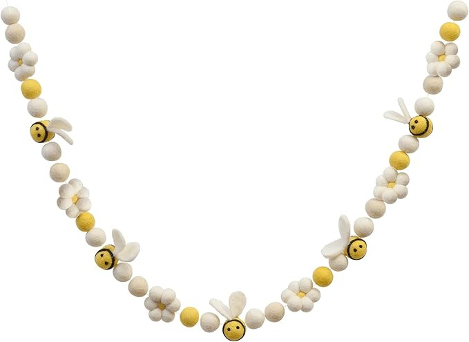 Glaciart One Felt Bees & Felt Daisies Garland - Hanging Banner Decoration for Baby Nursery, Kids ... | Amazon (US)