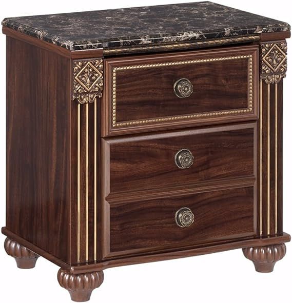 Ashley Furniture Signature Design - Gabriela Nightstand - Antiqued Bedside Table - Dark Reddish B... | Amazon (US)