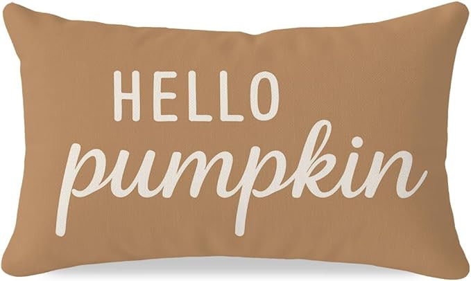 PANDICORN Fall Throw Pillow Covers 12x20, Hello Pumpkin Warm Caramel Lumbar Decorative Cushion Ca... | Amazon (US)