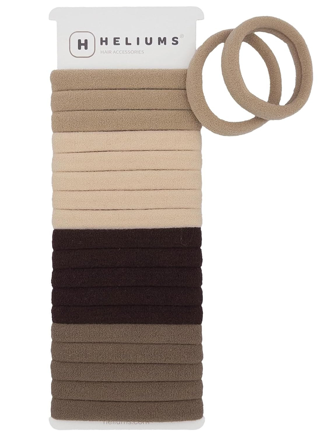 Heliums Soft Hair Ties - No Damage Seamless Nylon Fabric Bands, Stretchy Ponytail Holders for Thin & Thick Hair - Standard 1.5 Inch, Neutrals, 20 Pack | Amazon (US)