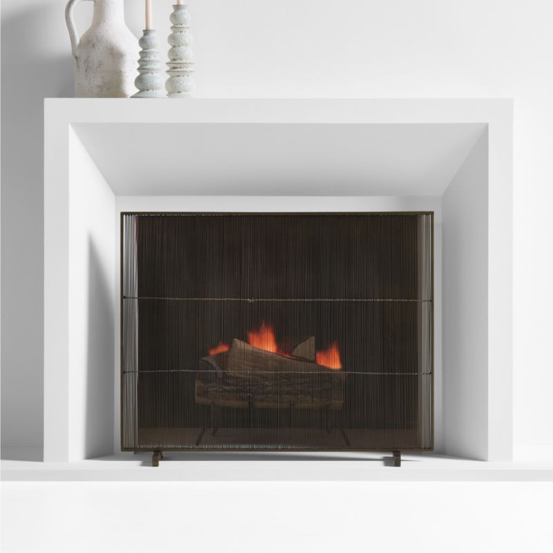 Antiqued Brass Fireplace Screen + Reviews | Crate & Barrel | Crate & Barrel