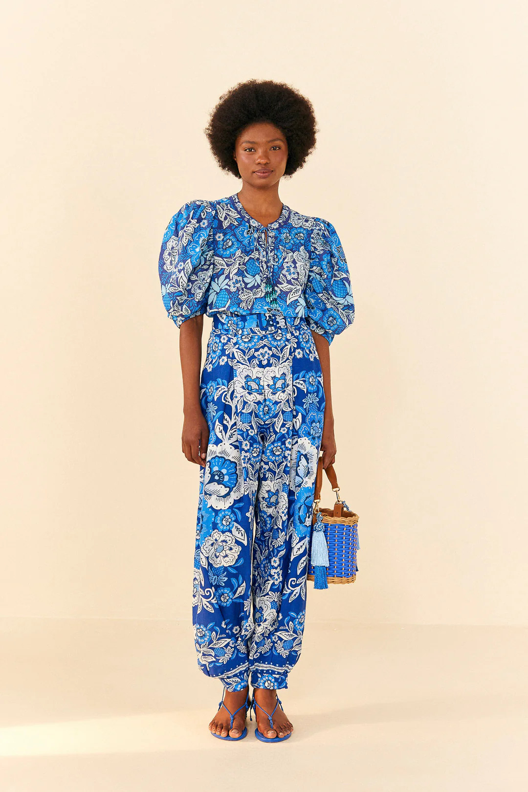 Farm Rio Full of Flowers Blue Blouse | Minette