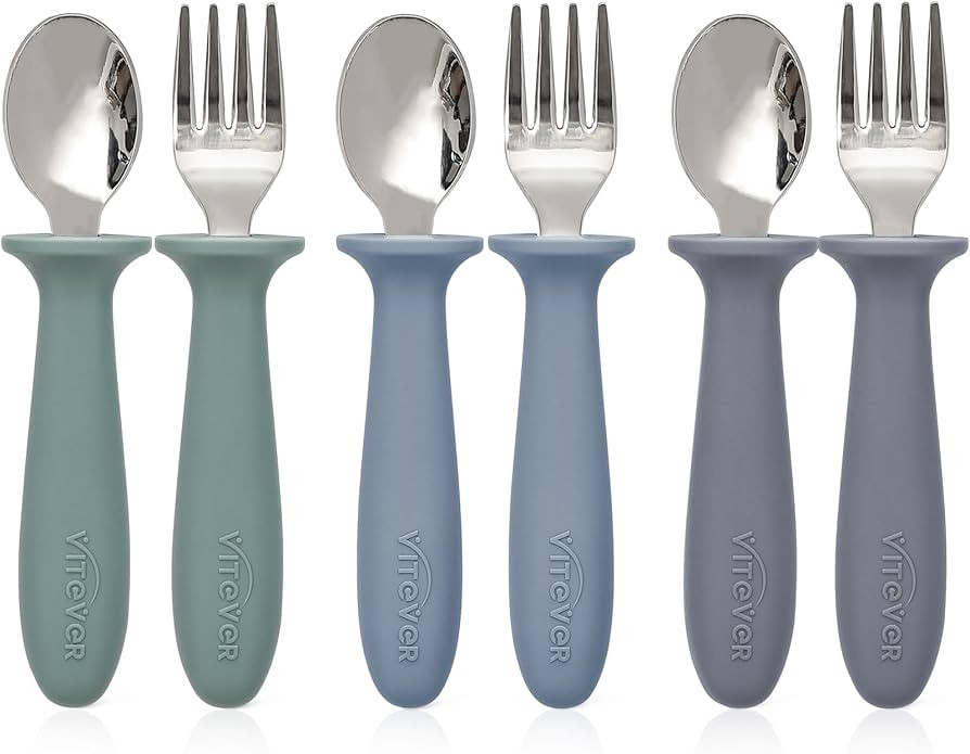 6 Pieces Toddler Utensils, Kids Safe Spoons and Forks, Children Silverware Set with Silicone Hand... | Amazon (US)