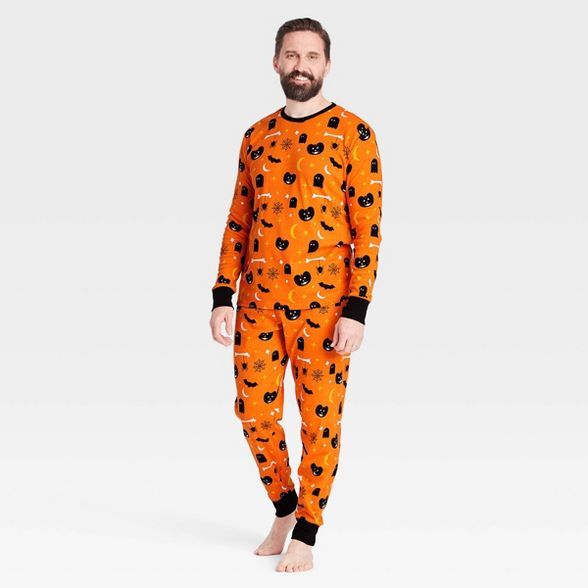 Men's Halloween Spooky Matching Family Pajama Set - Orange | Target