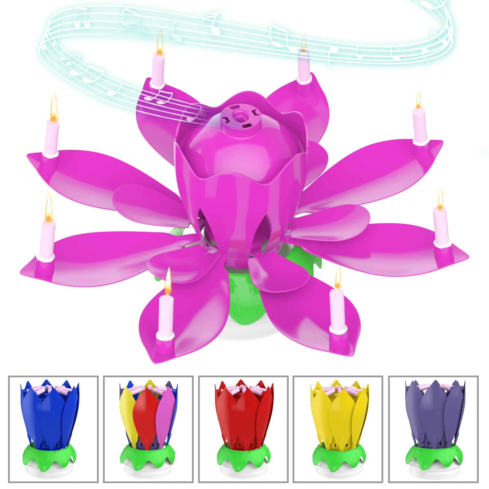 Nylea Birthday Cake Flower Candles with Happy Birthday Music Rotating Setup - Pink | Walmart (US)