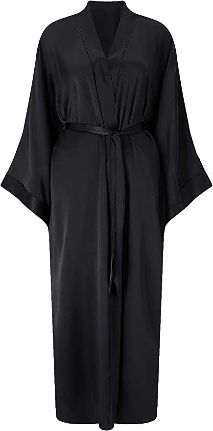SIORO Long Silk Robe for Women Kimono Satin Bridesmaids Robes Lightweight Soft Sleepwear Full Len... | Amazon (US)