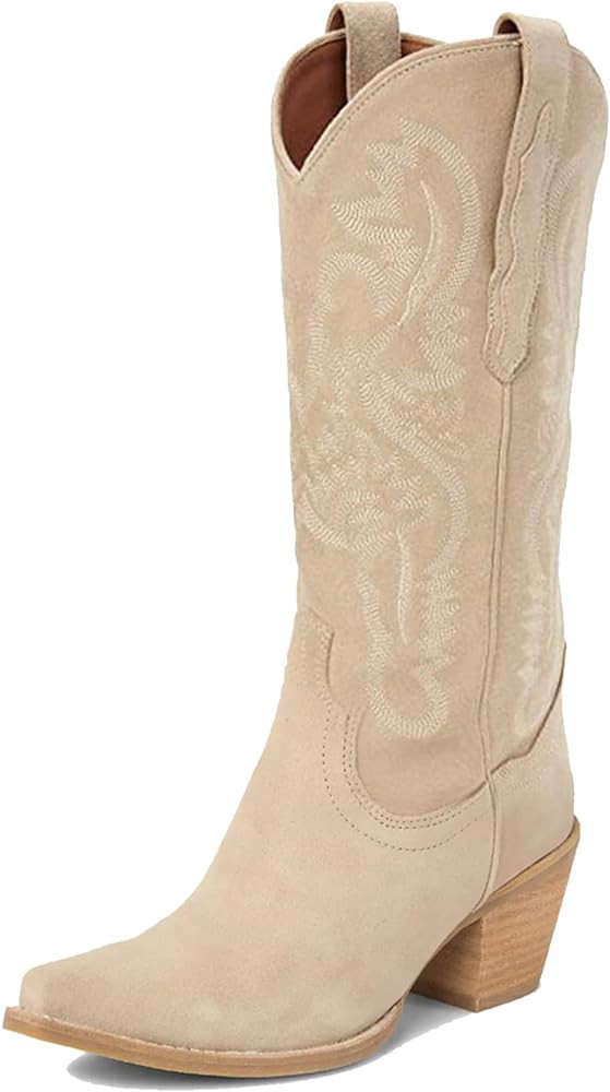 MUCCCUTE Women's Cowgirl Boots Embroidered Cowboy Boots Chunky Block Heel Western Boots Vintage W... | Amazon (US)