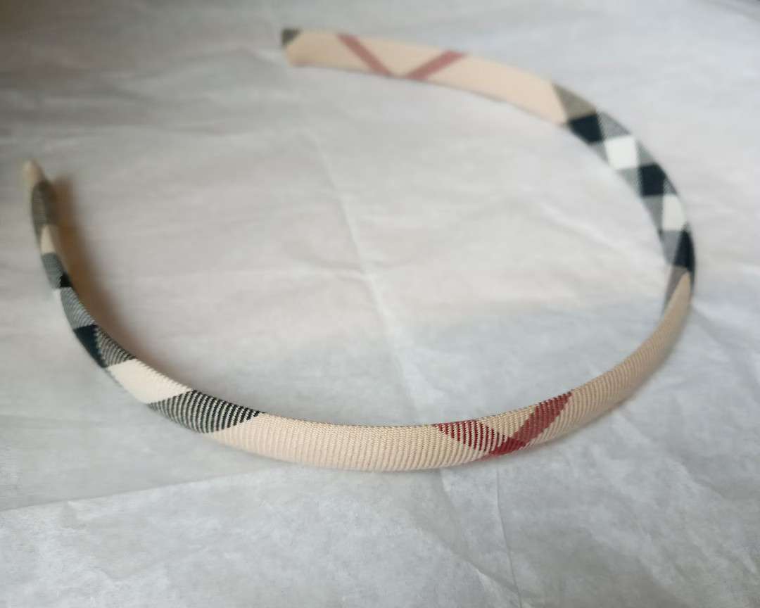 Beige Plaid Nova Check Headband Narrow Skinny Slim Hair Head Alice Band 1cm Wide - Etsy | Etsy (US)