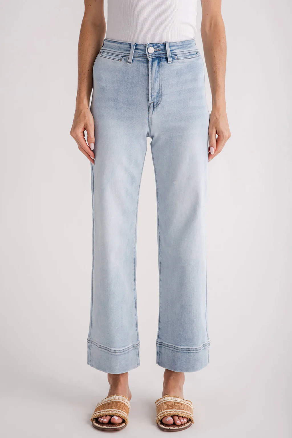 Risen Waverly Wide Hem Ankle Jeans | Social Threads