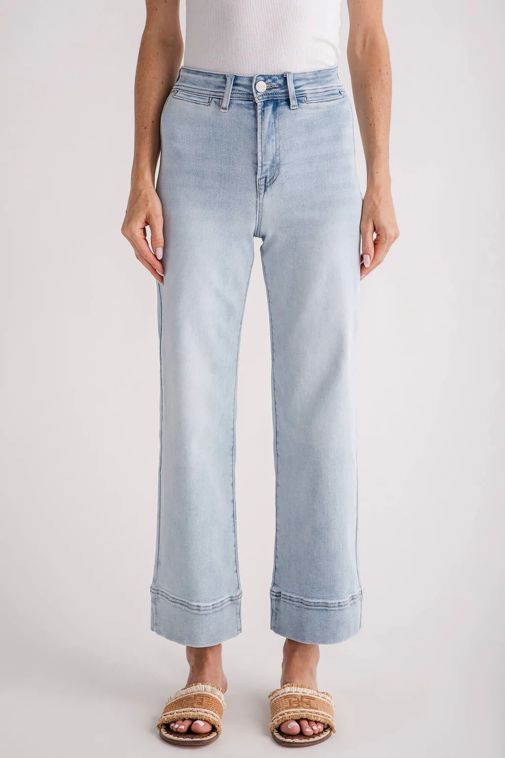 Risen Waverly Wide Hem Ankle Jeans | Social Threads