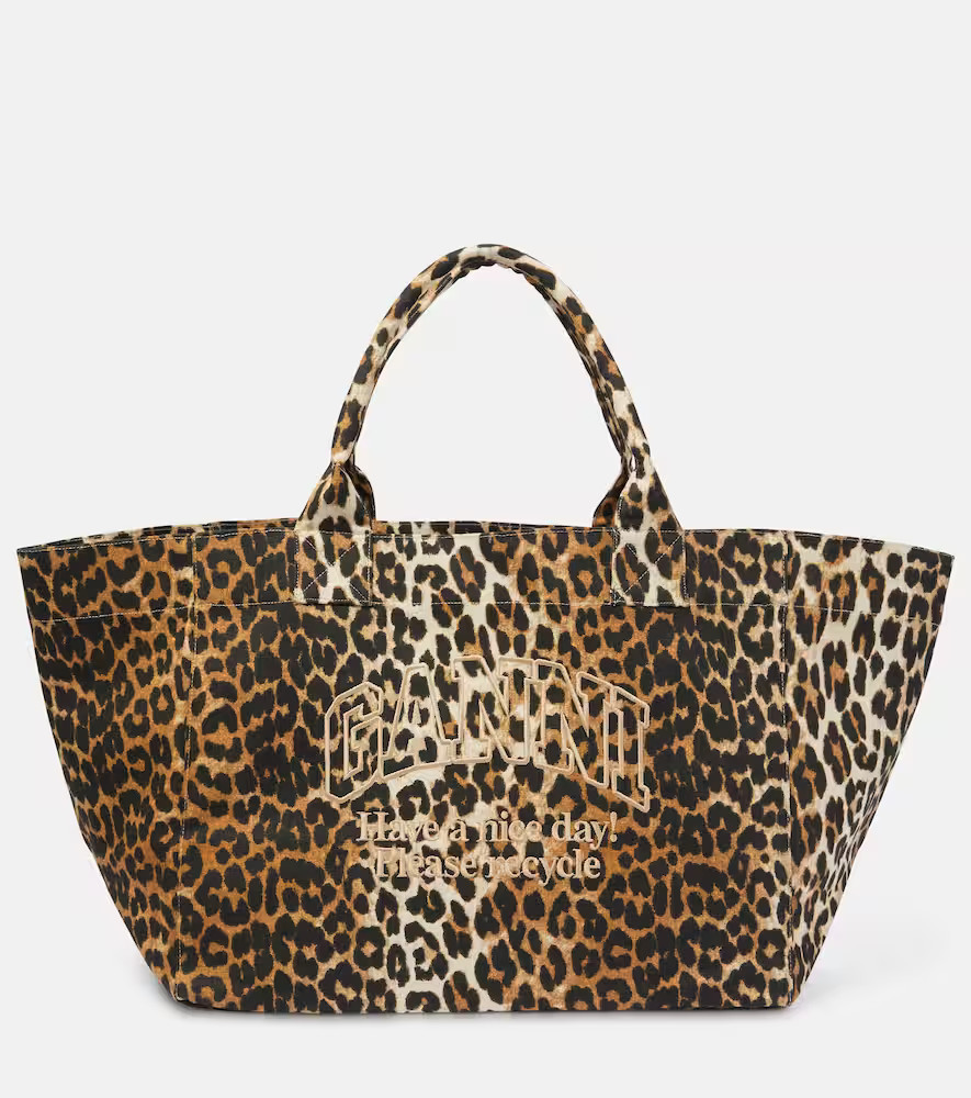 Ganni Leopard-print canvas tote bag | Mytheresa (US/CA)