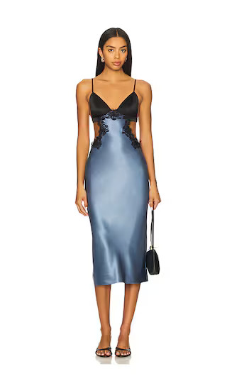 Silk And Lace Cutout Slip Dress in Blue Haze | Revolve Clothing (Global)