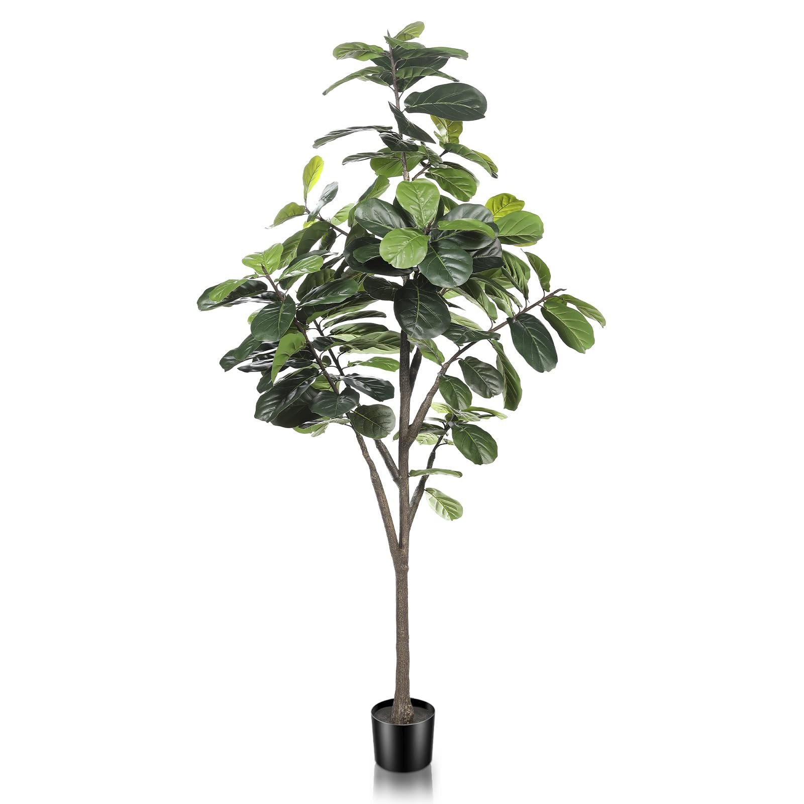 Faux Fiddle Leaf Fig Tree 7ft - Artificial Ficus Lyrata Plant in Pot - Fake Fig Tree for Indoor M... | Amazon (US)