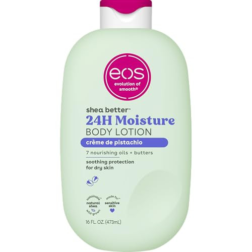 eos Shea Better Body Lotion- Crème de Pistachio, 24-Hour Moisture Skin Care, Lightweight & Non-Greasy, Made with Natural Shea, Vegan, 16 fl oz | Amazon (US)