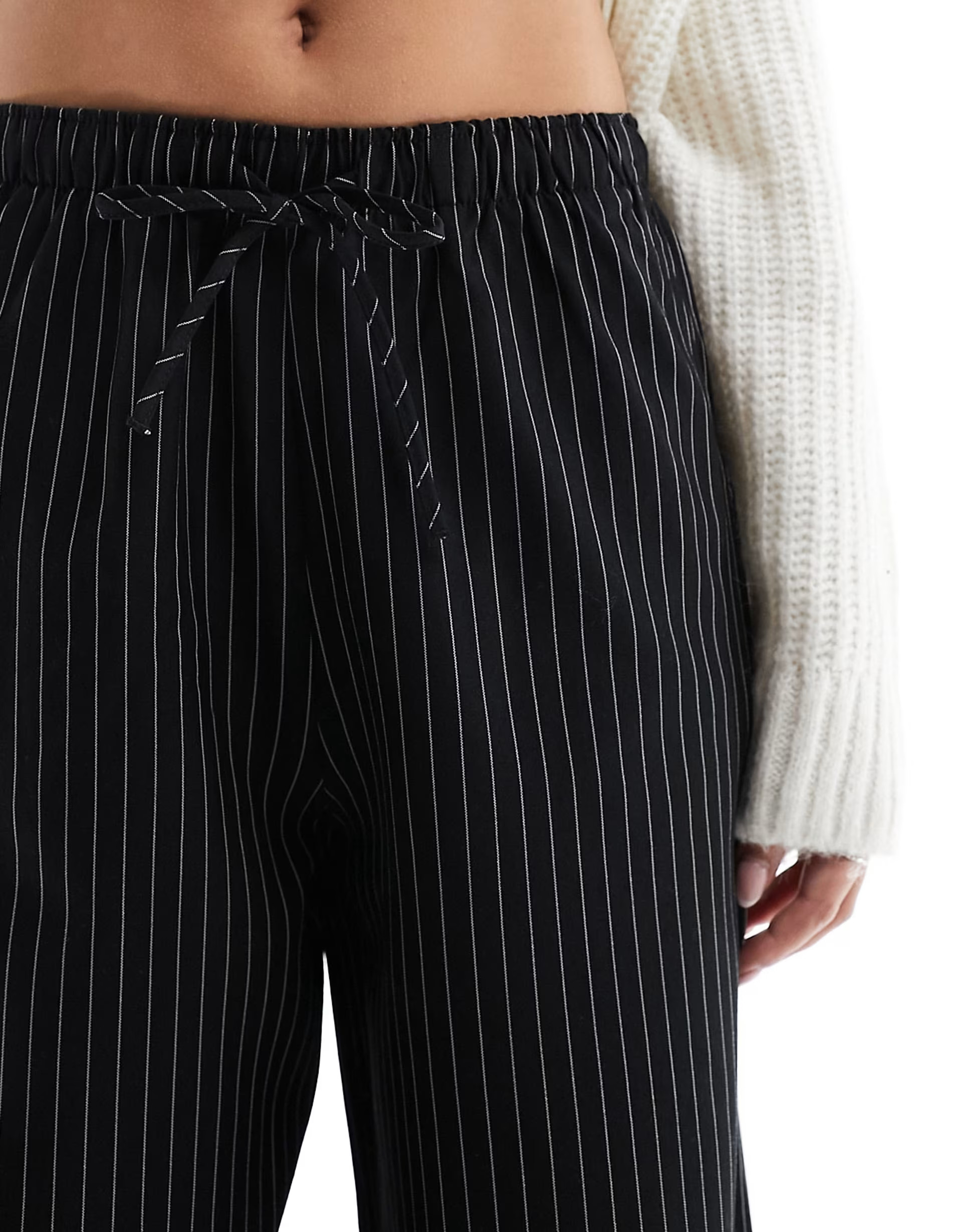 Stradivarius tailored pull on trouser in black pinstripe | ASOS (Global)