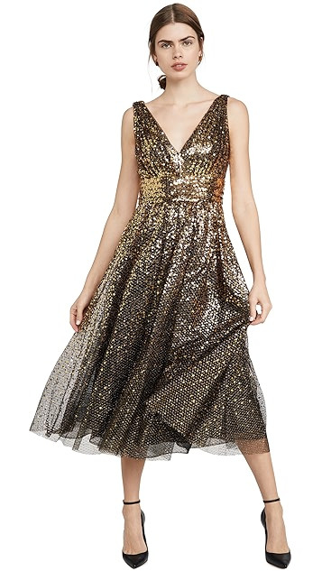 V Neck Degrade Sequin Gown | Shopbop