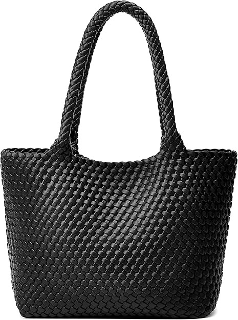 Woven Tote Bag Womens Purse: Vegan Leather Shoulder Handbags - Fashion Summer Beach Tote Bags - L... | Amazon (US)
