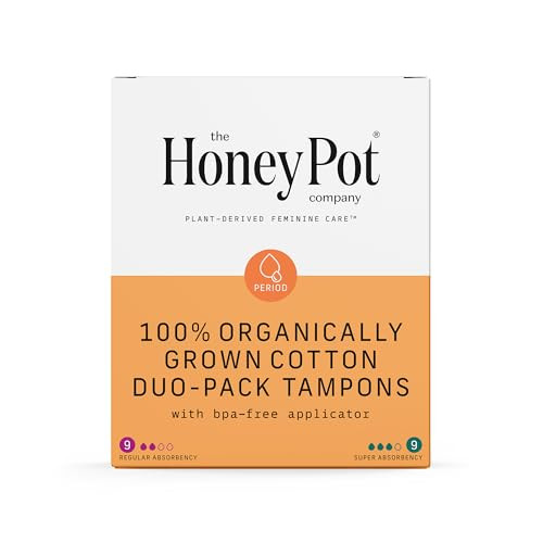 The Honey Pot Company - Duo Pack Organic Tampons w/Bio Plastic Applicator - Feminine Menstrual Products – Natural, Plant-Based - Regular & Super Absorbency Unscented Tampons - 18 Count | Amazon (US)