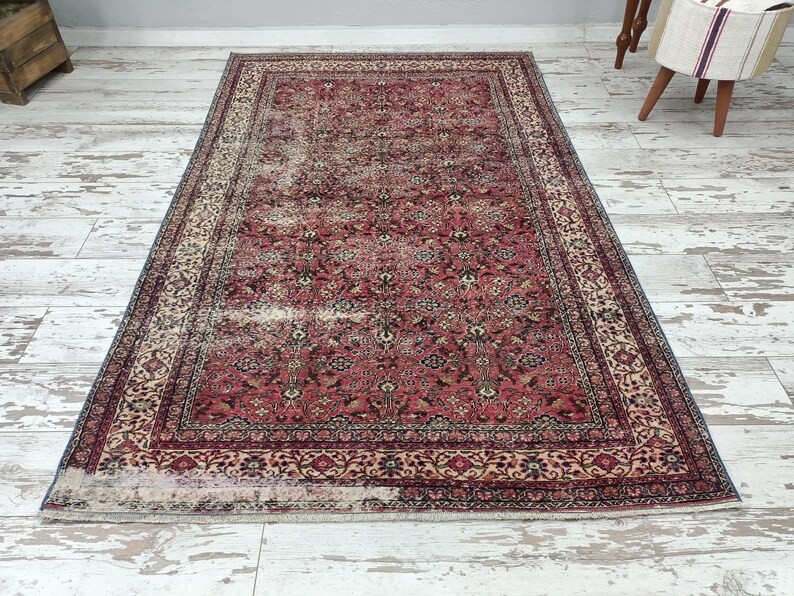 antique rug, oriental rug, blush vintage rug, bordered rug, throw rug, dining rug, turkish rug, b... | Etsy (US)