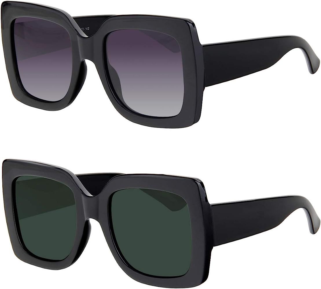 Big Square Polarized Oversized Ladies Designer Inspired Sunglasses for Women | Amazon (US)