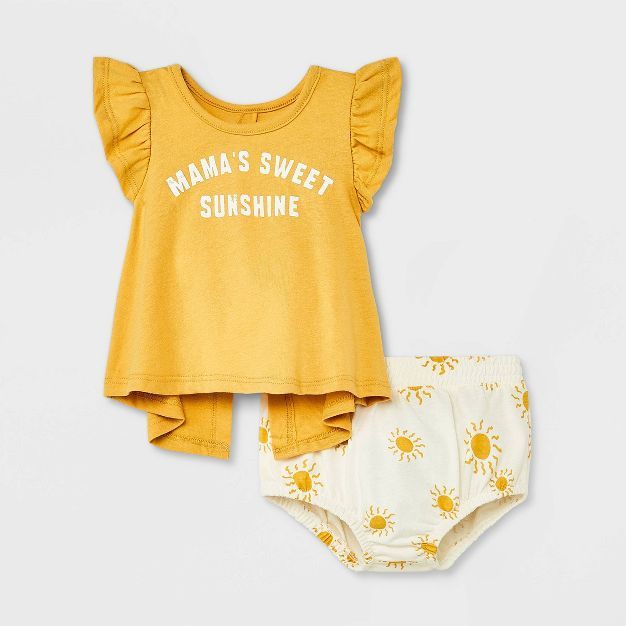 Grayson Mini Baby Girls' 2pc Sunshine Jersey Top & Bottom Set - Yellow | Target