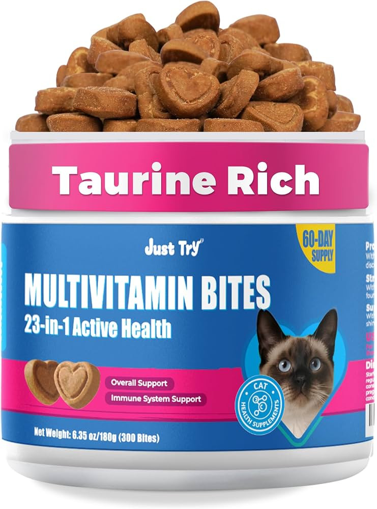 Just Try 23 in 1 Taurine for Cats Vitamins Treats with L-Lysine for Immune, Joint Support Skin & ... | Amazon (US)