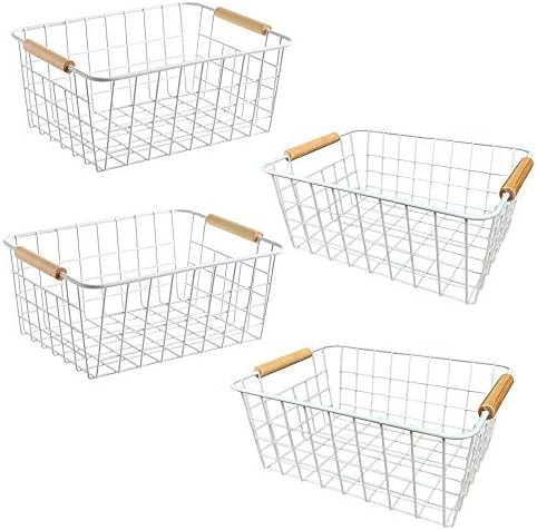 LeleCAT Wire Storage Basket,Wire Organizer Basket,Household Bin Basket with Handles,Metal Basket ... | Amazon (US)