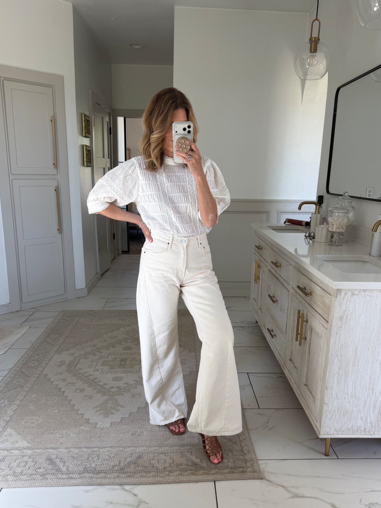 Size small blouse 
Size 27 jeans 

#LTKOver40