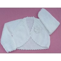 Baby sweater. Baby girl hand knitted white baby bolero cardigan to fit 6 to 12 months | Etsy (US)