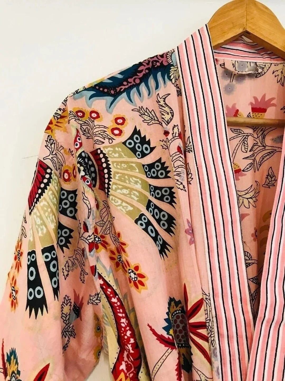 Cotton Kimono Robe Dressing Gown Block Print Bridesmaid Robe - Etsy Netherlands | Etsy (NL)