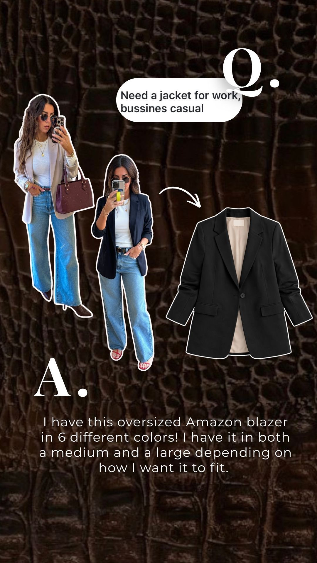 I have this blazer in 6 colors! It’s my go-to for an elevated causal look and is perfect for in the office. I wear it in both a medium and a large depending on how I want it to fit. 



#LTKootd #LTKSaleAlert #LTKBeauty