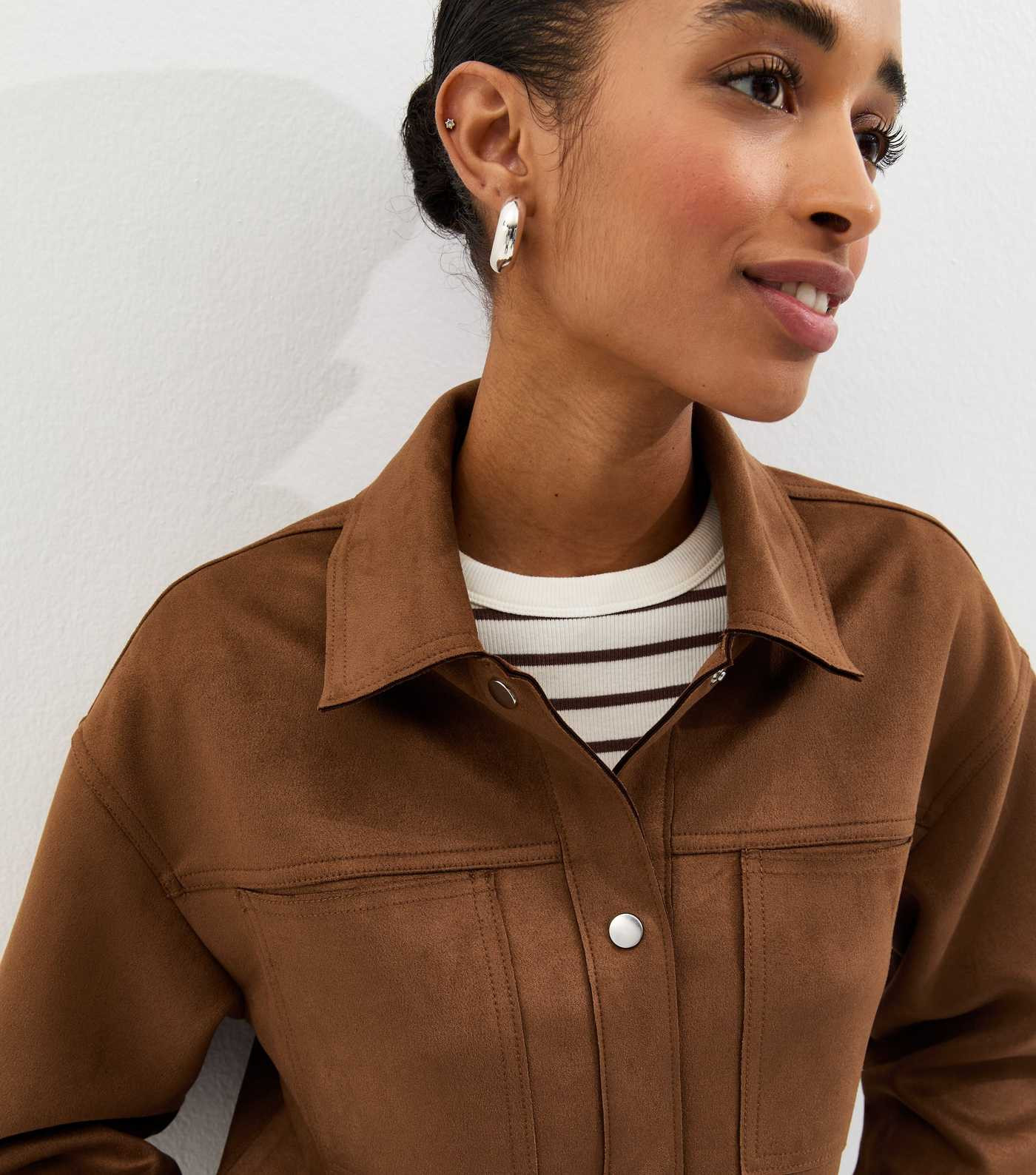 Tan Faux Suede Boxy Shacket | New Look | New Look (UK)