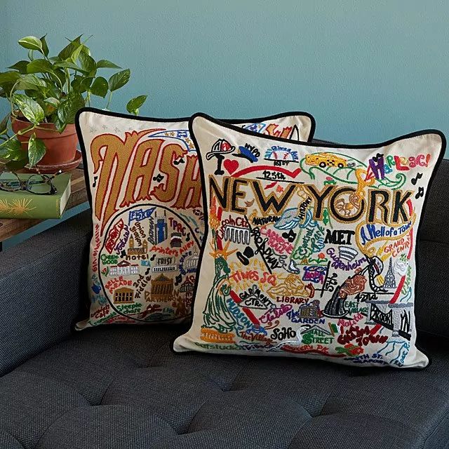Hand Embroidered City Pillows | UncommonGoods