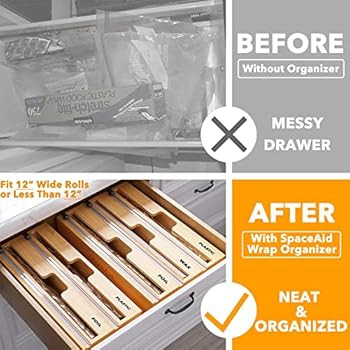 SpaceAid WrapNeat 3 in 1 Wrap Organizer with Cutter and Labels, Plastic Wrap, Aluminum Foil and W... | Amazon (US)