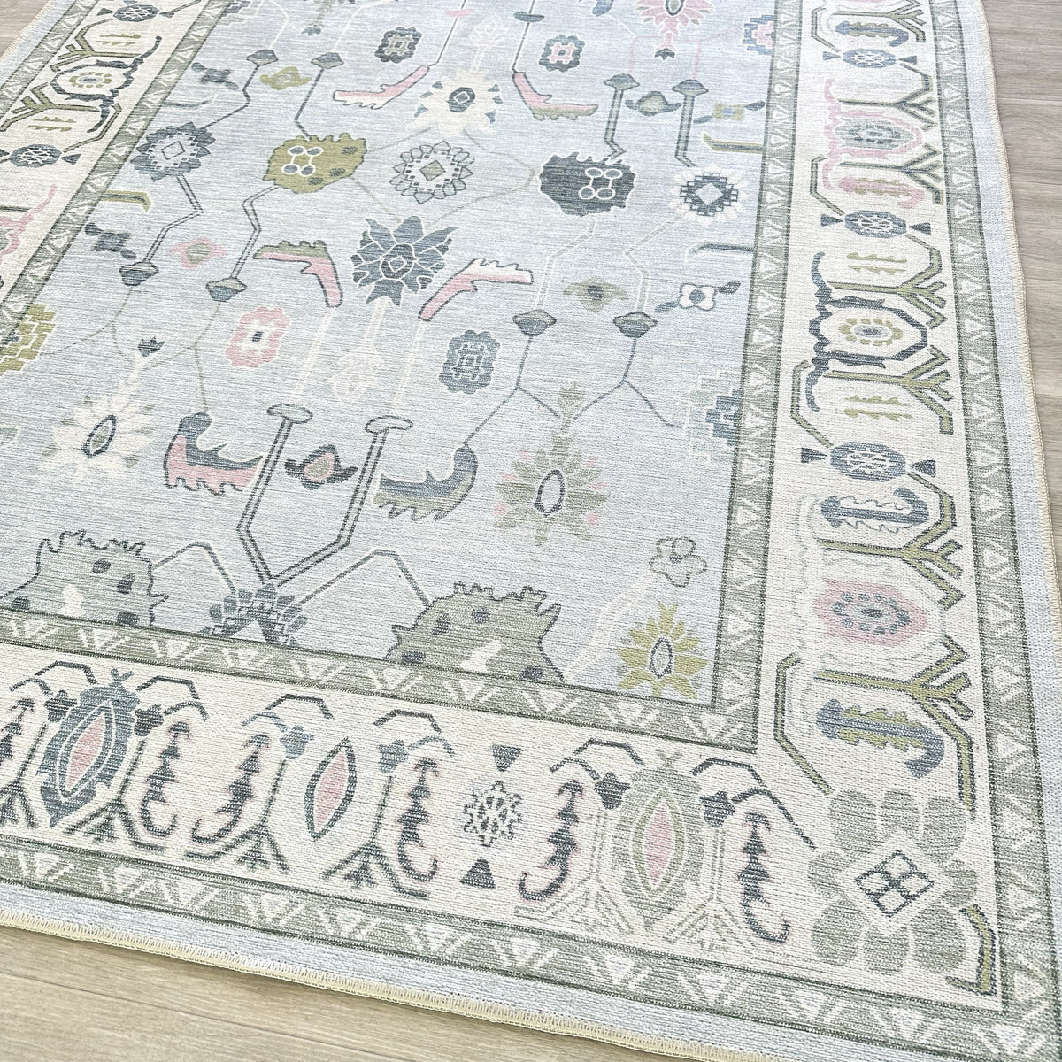 Corinne Pastel Blue Cream Modern Oushak Rug | Fame Rugs