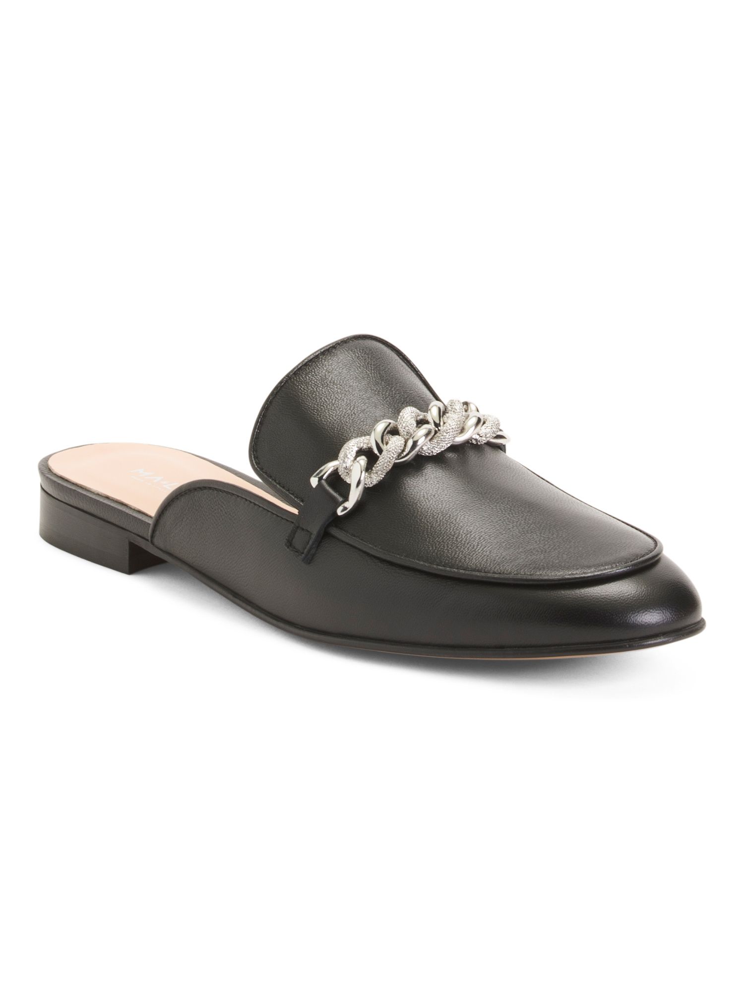 Made In Italy Leather Mules With Chain | TJ Maxx