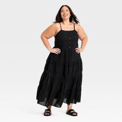 Women's Lace Maxi A-Line Dress - Universal Thread™ Black 2X | Target