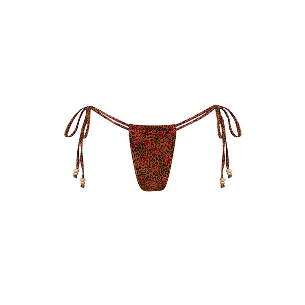 Tie Ruched Thong Bikini Bottom - Wild Rose | Kulani Kinis US