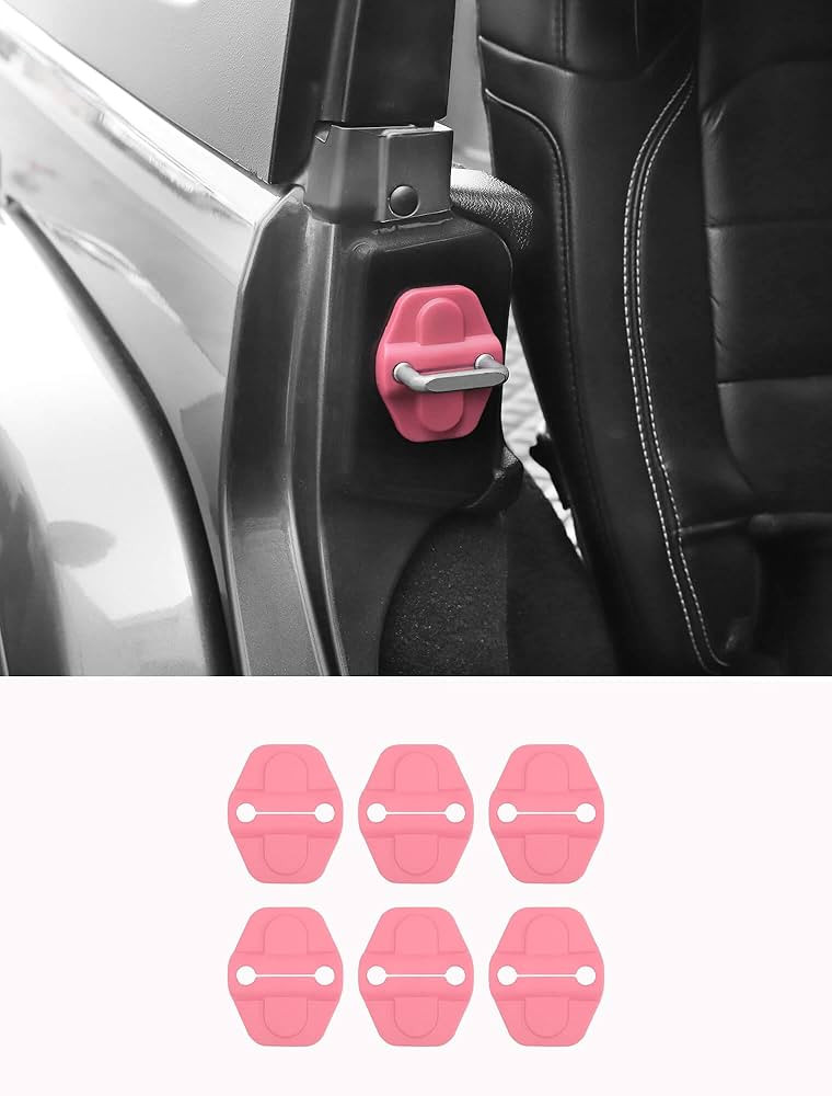 Savadicar Pink Interior Accessories - Door & Tailgate Latch Striker Trim Set for 2018-Present Jee... | Amazon (US)