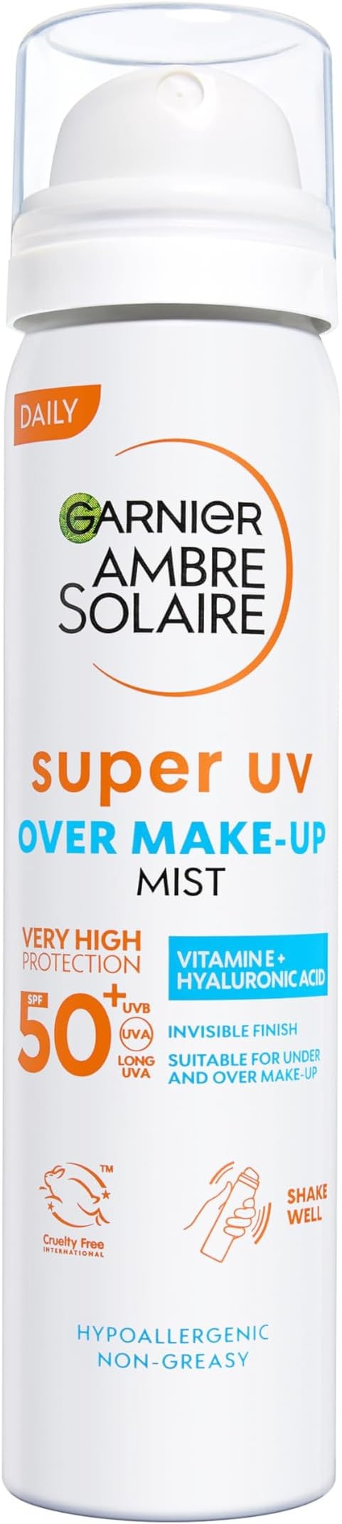 Garnier Ambre Solaire Sun Cream Spray, Over Makeup Super UV Protection Mist SPF50+, with Hyaluron... | Amazon (UK)