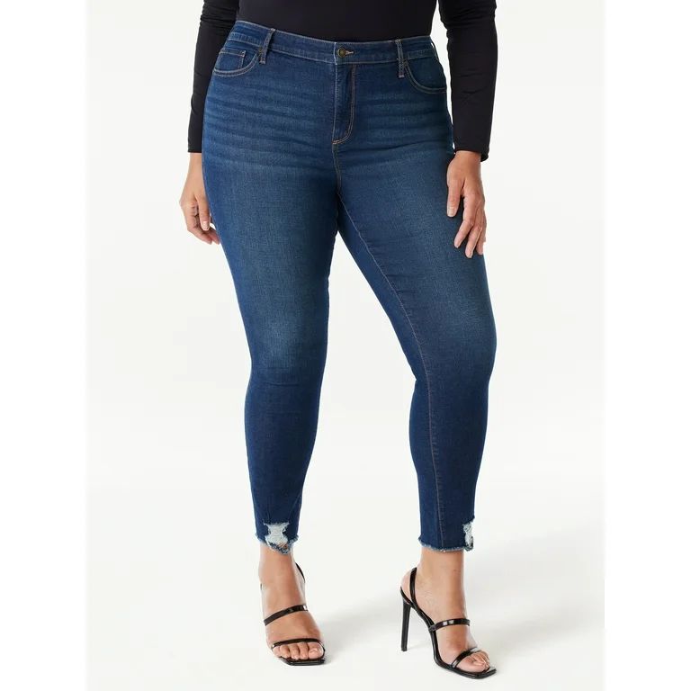 Sofia Jeans Women's Plus Size Rosa Curvy Skinny High Rise Destructed Hem Jeans, 26" Inseam, Sizes... | Walmart (US)