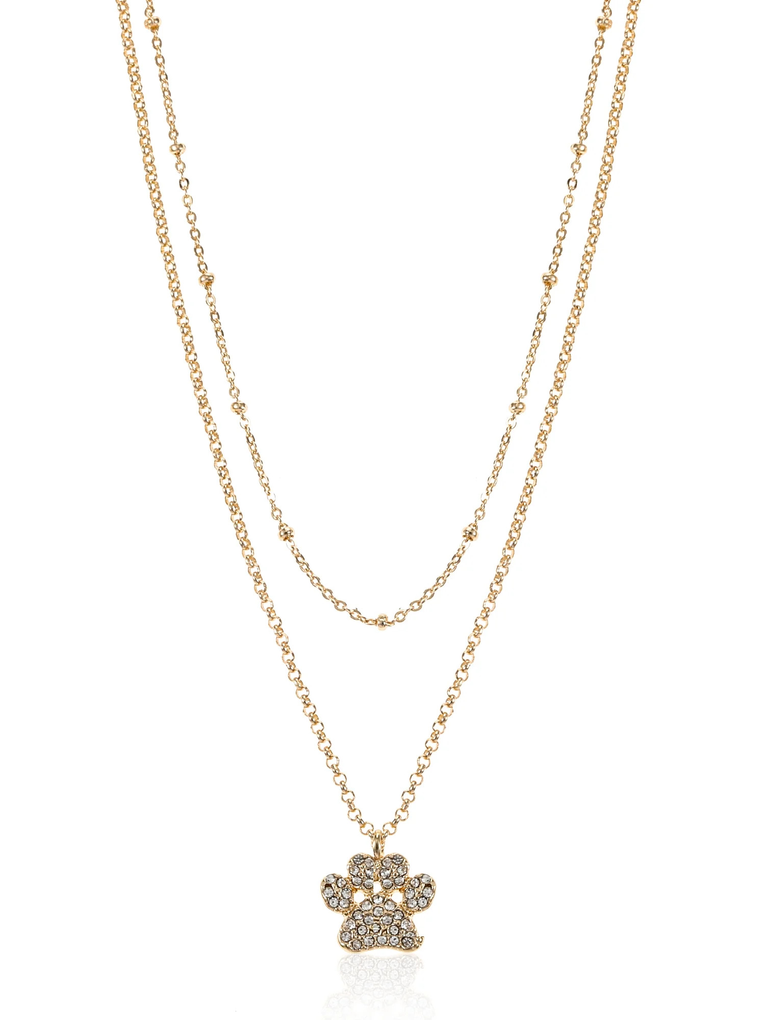 Time and Tru Goldtone Paw Print Necklace Set, 2 Pieces, Female, | Walmart (US)