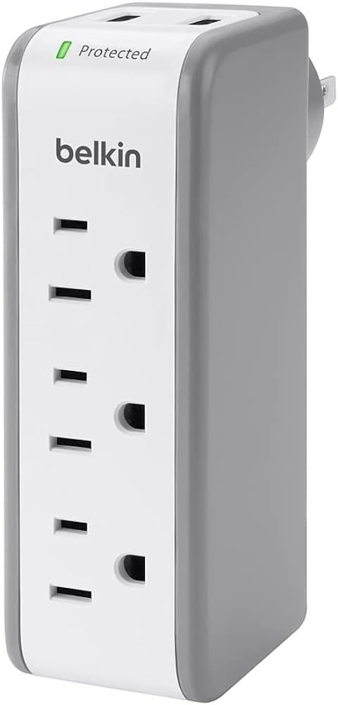 Belkin Wall Mount Surge Protector - 3 AC Multi Outlets & 2 USB Ports - Flat Rotating Plug Splitte... | Amazon (US)